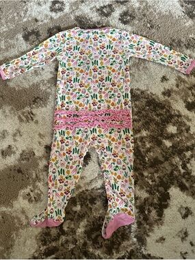 Magnetic Me White One-Piece with Pink Ruffle & Multicolor Floral Print